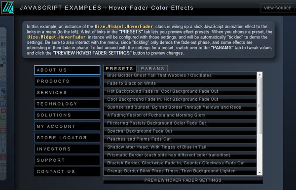 UIZE Hover Fader Color Effects